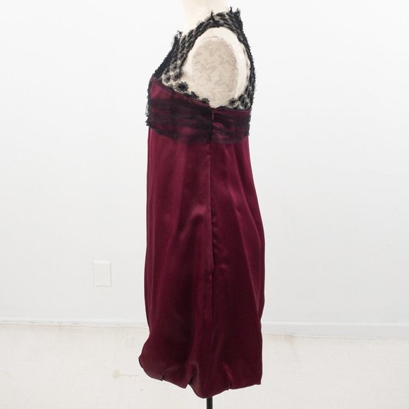 Lela Rose Dress 6 Silk Daisy Mesh Bubble Mini Red Holiday - Picture 5 of 13